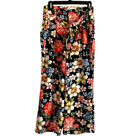 Donna L’Oren Women’s Colorful Floral Belted Flowy Wide Leg Pants Size Medium - Picture 1 of 5